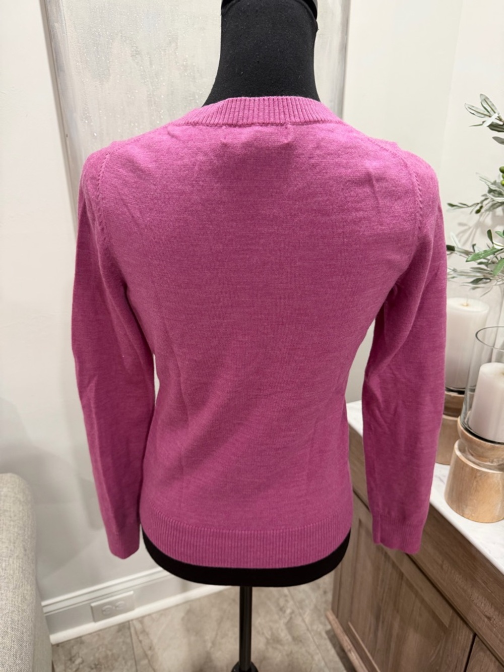 Banana Republic Fuchsia Pink Button-Front Merino Extra-Fine Wool Cardigan - Picture 3 of 11